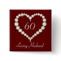 Love Heart Diamond Anniversary Button