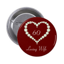Love Heart Diamond Anniversary Button