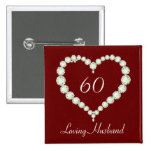 Love Heart Diamond Anniversary Button