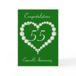 Love Heart Diamond Emerald Anniversary Card