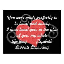 Love Heart Elizabeth Browning Quote Postcard