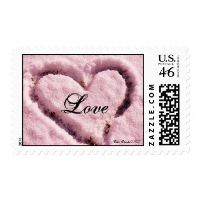 Love-Heart in Snow Wedding Stamp