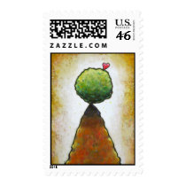 Love heart leaping beautiful fun contemporary art postage