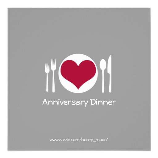 Love Heart Plate Anniversary Dinner Invitation