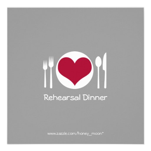 Love Heart Plate Rehearsal Dinner Invitation