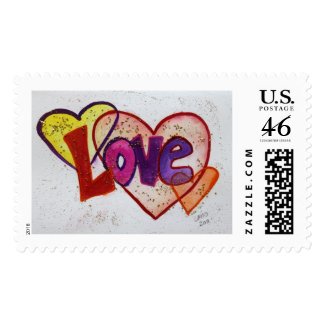 Love Heart Rings Glitter Postage Stamp stamp
