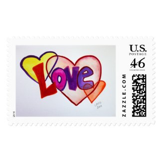 Love Heart Rings Postage Stamp stamp