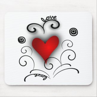 Love Heart Swirl - Red And Black With Effects mousepad