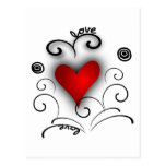Love Heart Swirl - Red And Black With Effects Postcards