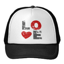 Love Heart Vintage Distressed Valentines Day Trucker Hat
