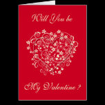 Love heart with cream florals on red cards