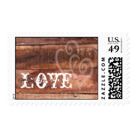 Love Hearts Barn Wood Rustic Wedding Postage