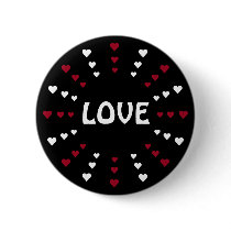 Love & Hearts Customizable Black Badge Button