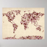 Love Hearts Map of the World Map Posters