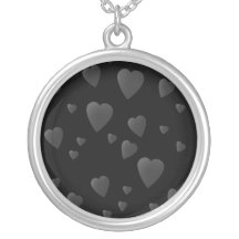 Love Hearts Pattern in Black and Gray. Personalized Necklace