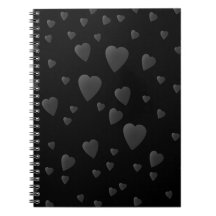 Love Hearts Pattern in Black and Gray. Notebooks
