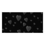Love Hearts Pattern in Black and Gray. Custom Photo Card
