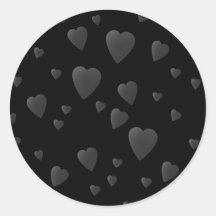 Love Hearts Pattern in Black and Gray. Round Sticker