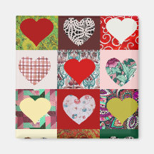 Love Hearts Quilt Refrigerator Magnets