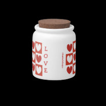 Love Hearts-Red and White candy jars