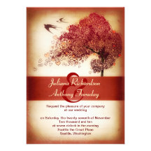 love hearts tree wedding announcement - invitation