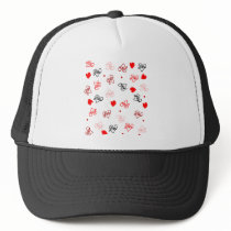 Love & Hearts Word Art Pattern Mesh Hats