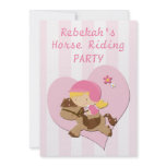 Love Horseriding Pink Stripes Birthday Party Custom Announcements