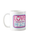 Love Hugs Peace Polka Dot Design mugs