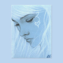Love Hurts Blue Girl Postcard