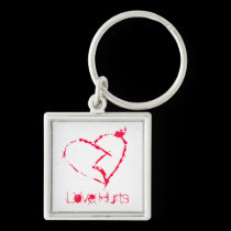 Love Hurts-Broken Heart/Red keychains