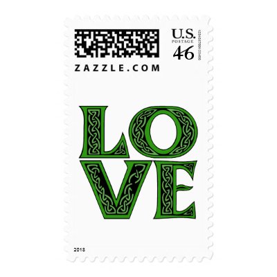 Love in an Irish Celtic Font Postage Stamp by greenbaby