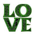 Love in an Irish Celtic Font t-shirts