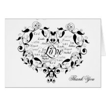 Love in any Language in Black Thank You card