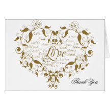 Love in any Language in Gold Thank You card
