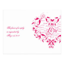 Love in Any Language in Hot Pink RSVP Postcard