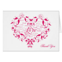 Love in any Language in Hot Pink Thank You card