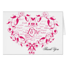 Love in any Language in Hot Pink Thank You card