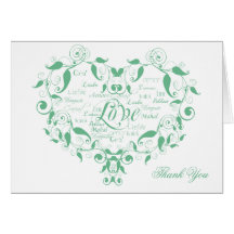 Love in any Language in Mint Green Thank You card