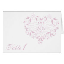 Love in Any Language in Petal Pink Table Number Greeting Card