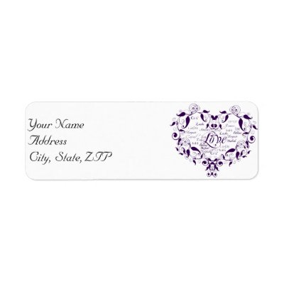 Love in Any Language in Purple Address Label