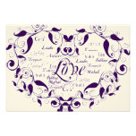 Love in Any Language in Purple Reception Card Custom Announcements