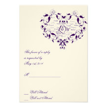 Love in Any Language in Purple Response card Custom Invitation