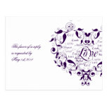 Love in Any Language in Purple RSVP Postcard