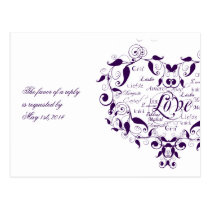 Love in Any Language in Purple RSVP Postcard