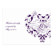 Love in Any Language in Purple RSVP Postcard