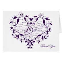 Love in any Language in Purple Thank You card