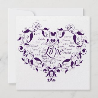 Love in Any Language in Purple Wedding Invitation