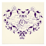 Love in Any Language in Purple Wedding Invitation invitations