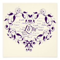 Love in Any Language in Purple Wedding Invitation