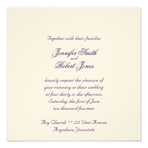 Love in Any Language in Purple Wedding Invitation